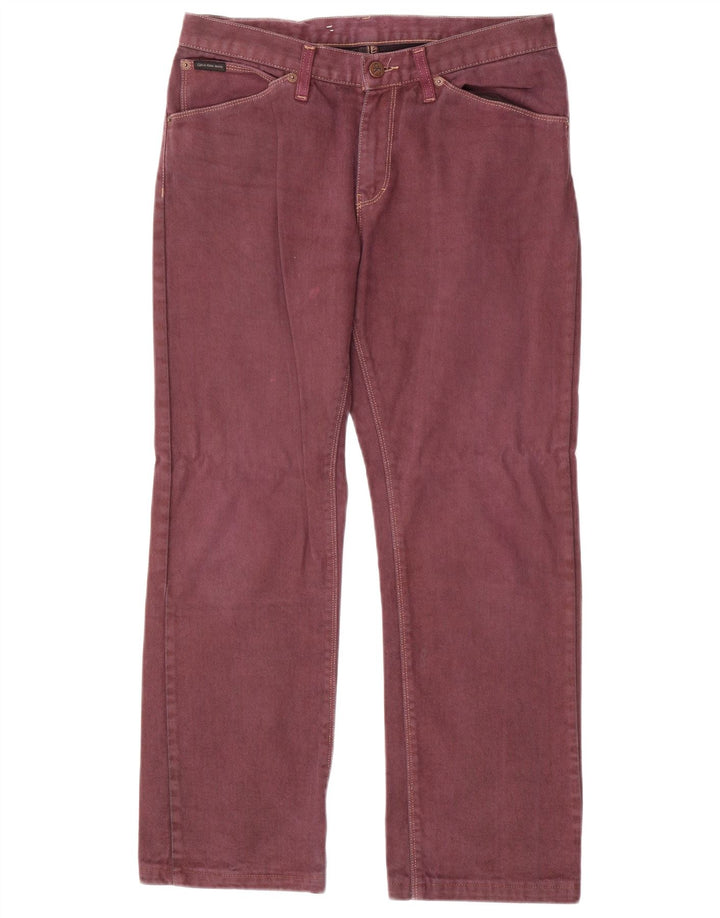CALVIN KLEIN Mens Straight Jeans W31 L28 Burgundy Cotton