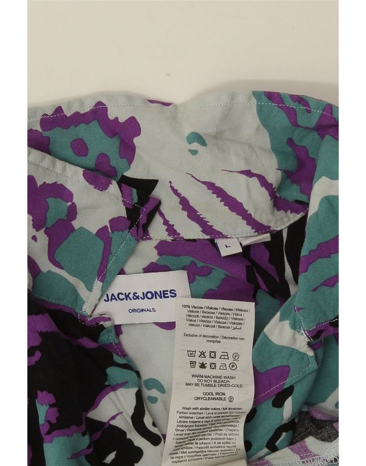JACK & JONES Cămașă cu mânecă scurtă pentru bărbați cu imprimeu animal multicolor mare