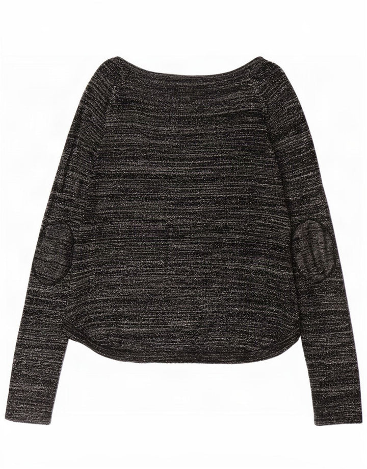 Top pentru femei Zara cu mânecă lungă UK 12 Medium Negru cu dungi acrilice