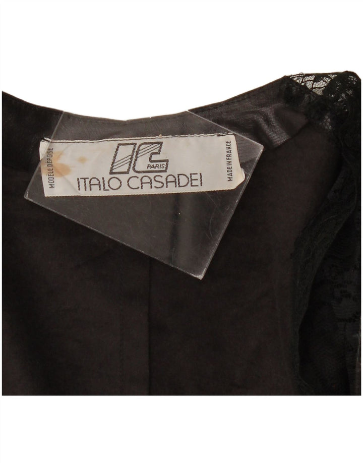 VINTAGE Top cardigan cu mâneci 3/4 pentru femei UK 10 Small Black