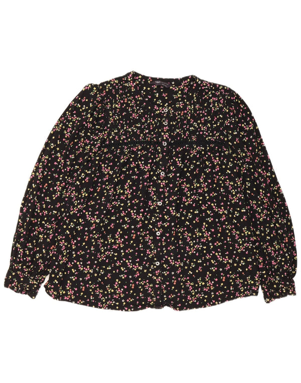 Bluză cămașă pentru femei Marks & Spencer UK 14 mare, neagră, florală, viscoză