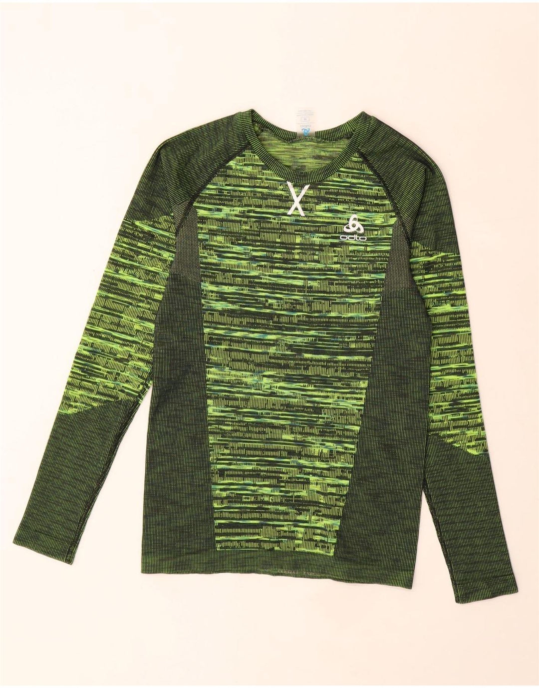 Top pentru femei Odlo cu mânecă lungă UK 12 Medium Green Geometric Poliester