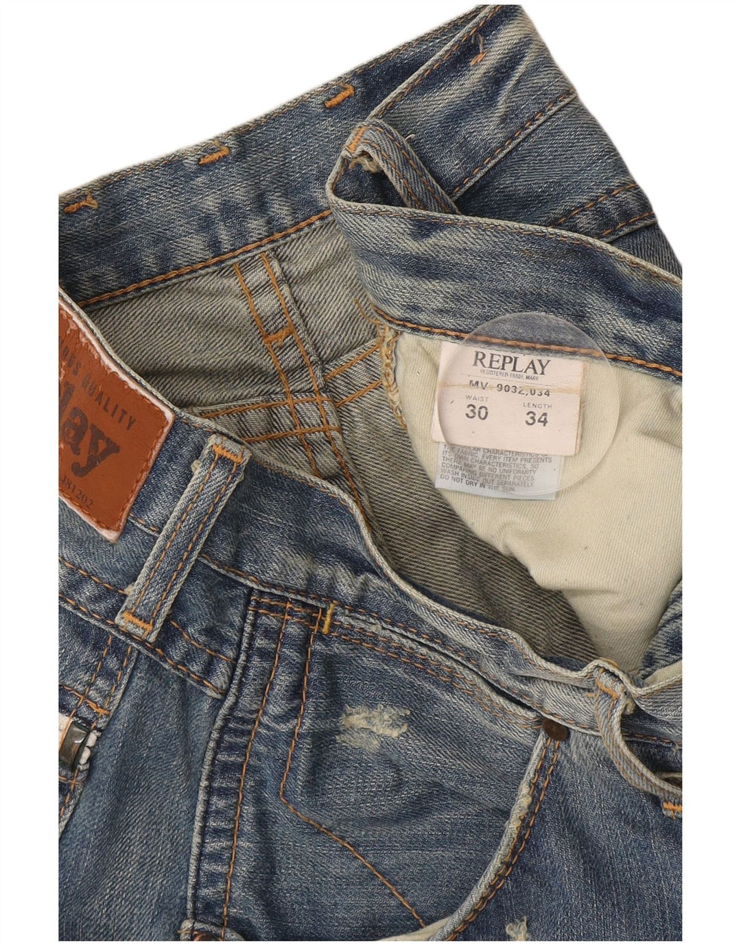 Replay Blugi Distressed Straight pentru bărbați L30 L34 Bumbac albastru