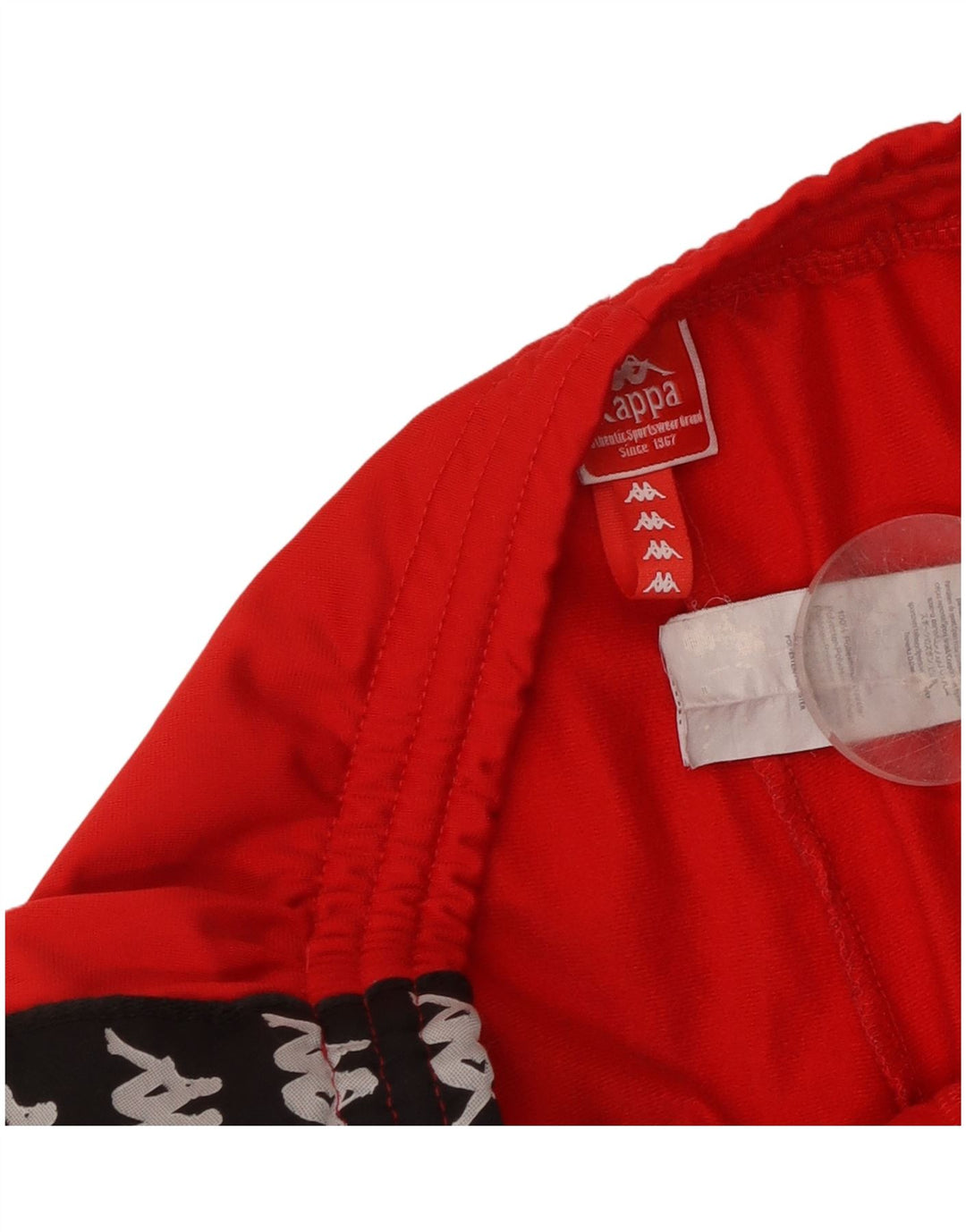 Pantaloni de trening cu grafică pentru bărbați Kappa, roșu mediu, poliester color bloc