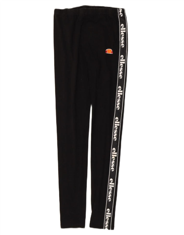 ELLESSE Womens Graphic Leggings UK 10 Small Black Cotton Vintage Ellesse and Second-Hand Ellesse from Messina Hembry 