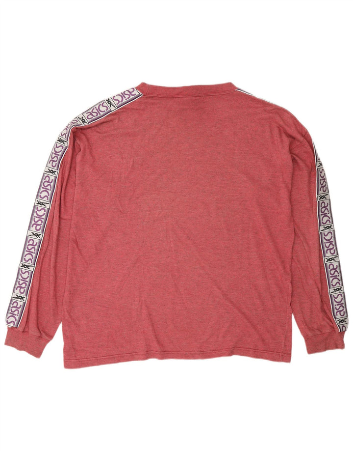 Top grafic Asics pentru bărbați, cu mânecă lungă, XL, roșu, bumbac color bloc