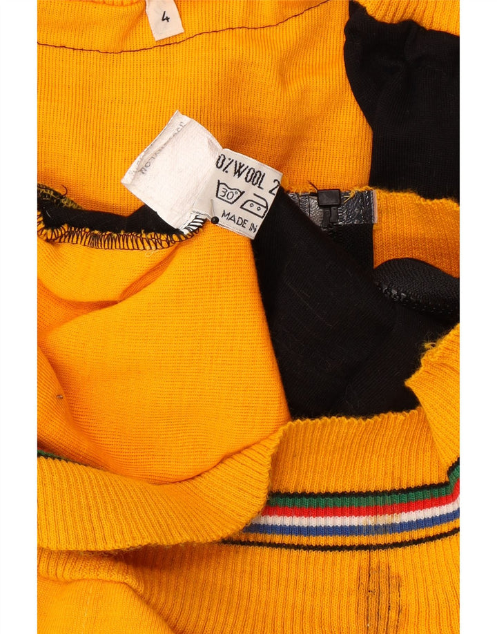 Jachetă vintage pentru bărbați din tricot, Marea Britanie 38, lână color block, galben mediu