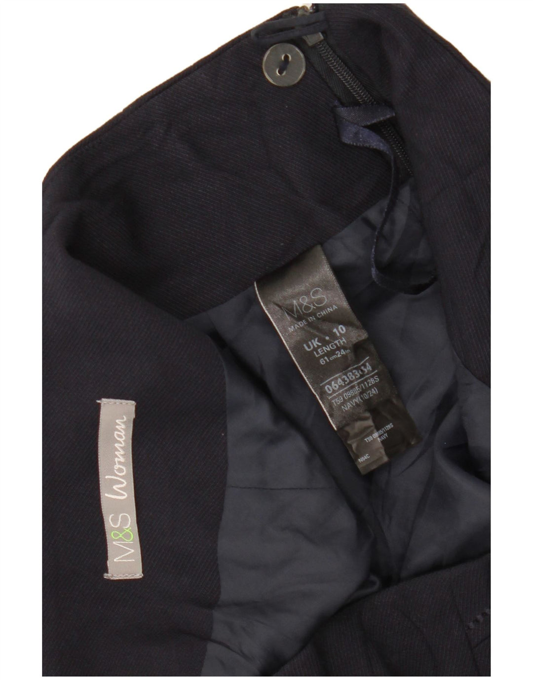 MARKS & SPENCER Fusta dreaptă pentru femei UK 10 Small W30 Poliester bleumarin