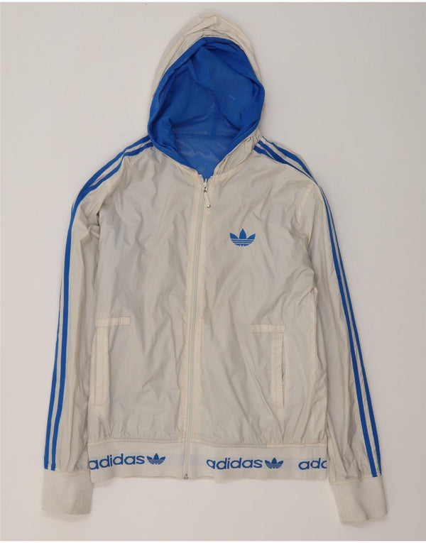 Jachetă reversibilă cu glugă grafică Adidas pentru bărbați UK 38 Medium White Colorblock