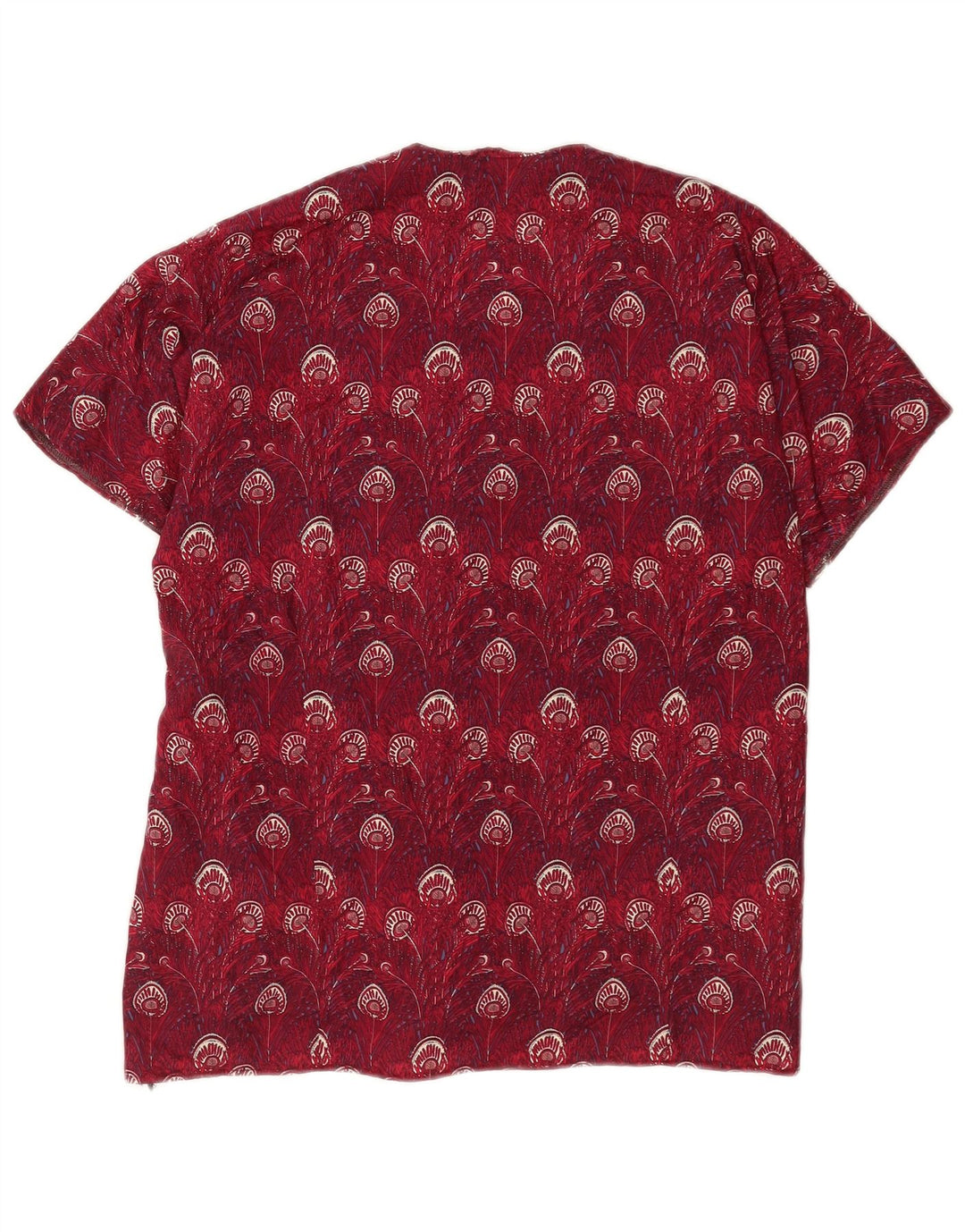 Bluză vintage cu model abstract pentru femei UK 14 mare burgundă
