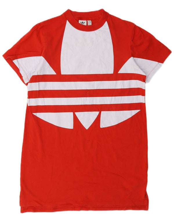 Adidas Womens Graphic T-Shirt Dress UK 14 Medium Orange Cotton
