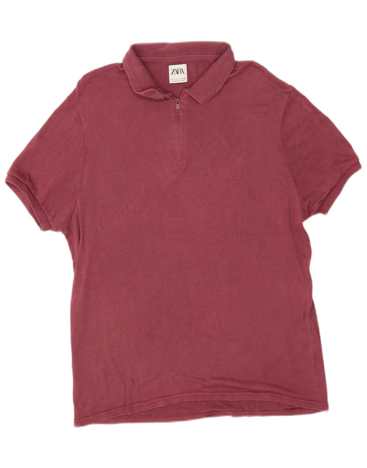 Cămașă polo pentru bărbați Zara, lyocell burgundy mare