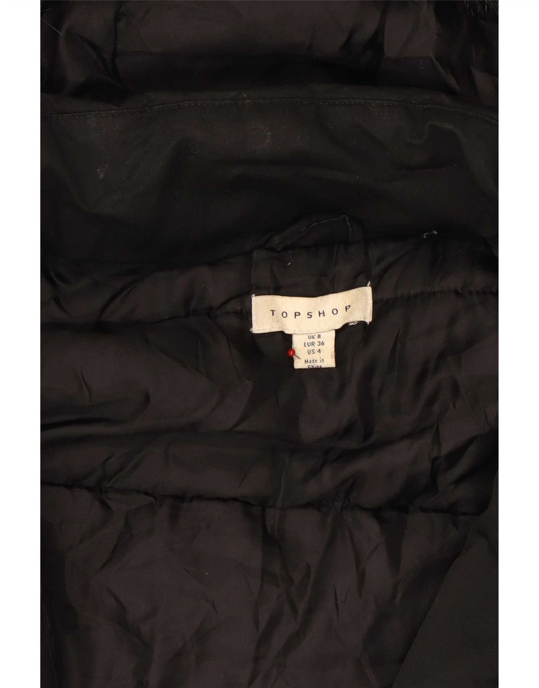 Jachetă parka cu glugă Topshop pentru femei UK 8, poliester negru mic