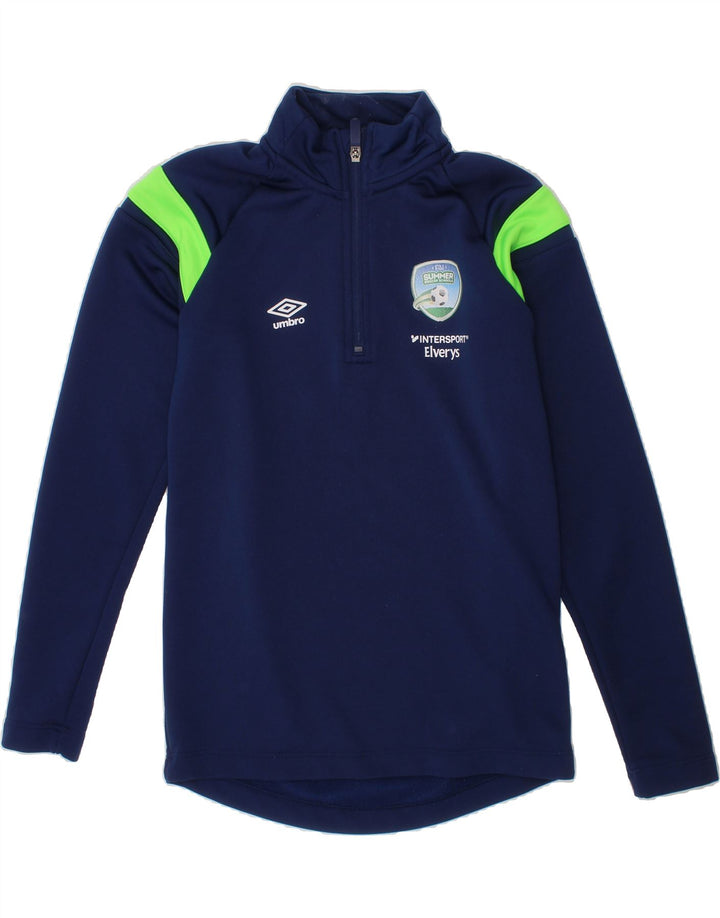 UMBRO Boys Pullover Tracksuit Top 12-13 Years Medium Navy Blue Colourblock Vintage Umbro and Second-Hand Umbro from Messina Hembry 