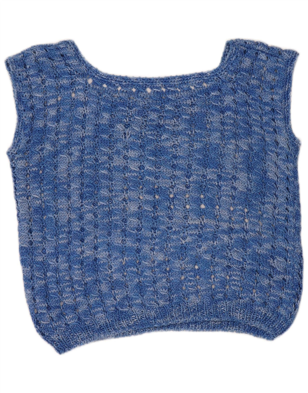 VINTAGE Crop Crochet Vest Tank Top pentru femei UK 14 Medium Blue