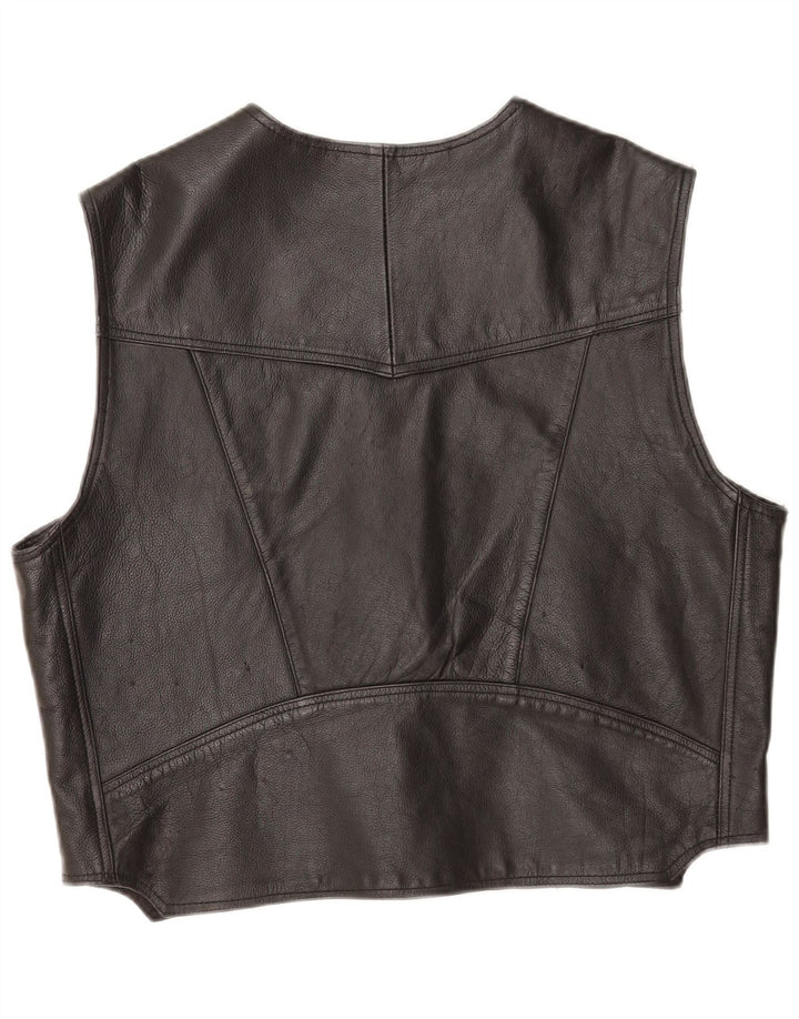 Vestă din piele vintage pentru bărbați 2XL din piele neagră