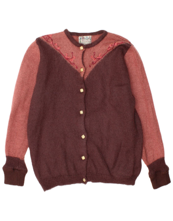 Pulover Cardigan Vintage pentru femei UK 18 XL Maroon Colorblock