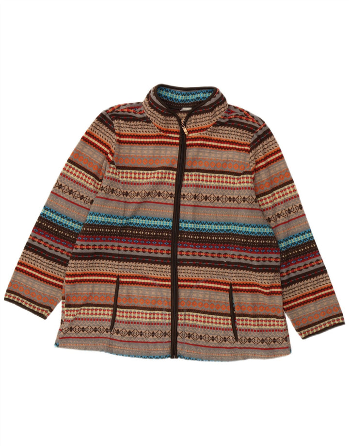 Jachetă din lână vintage pentru femei UK 18 XL maro din poliester Fair Isle