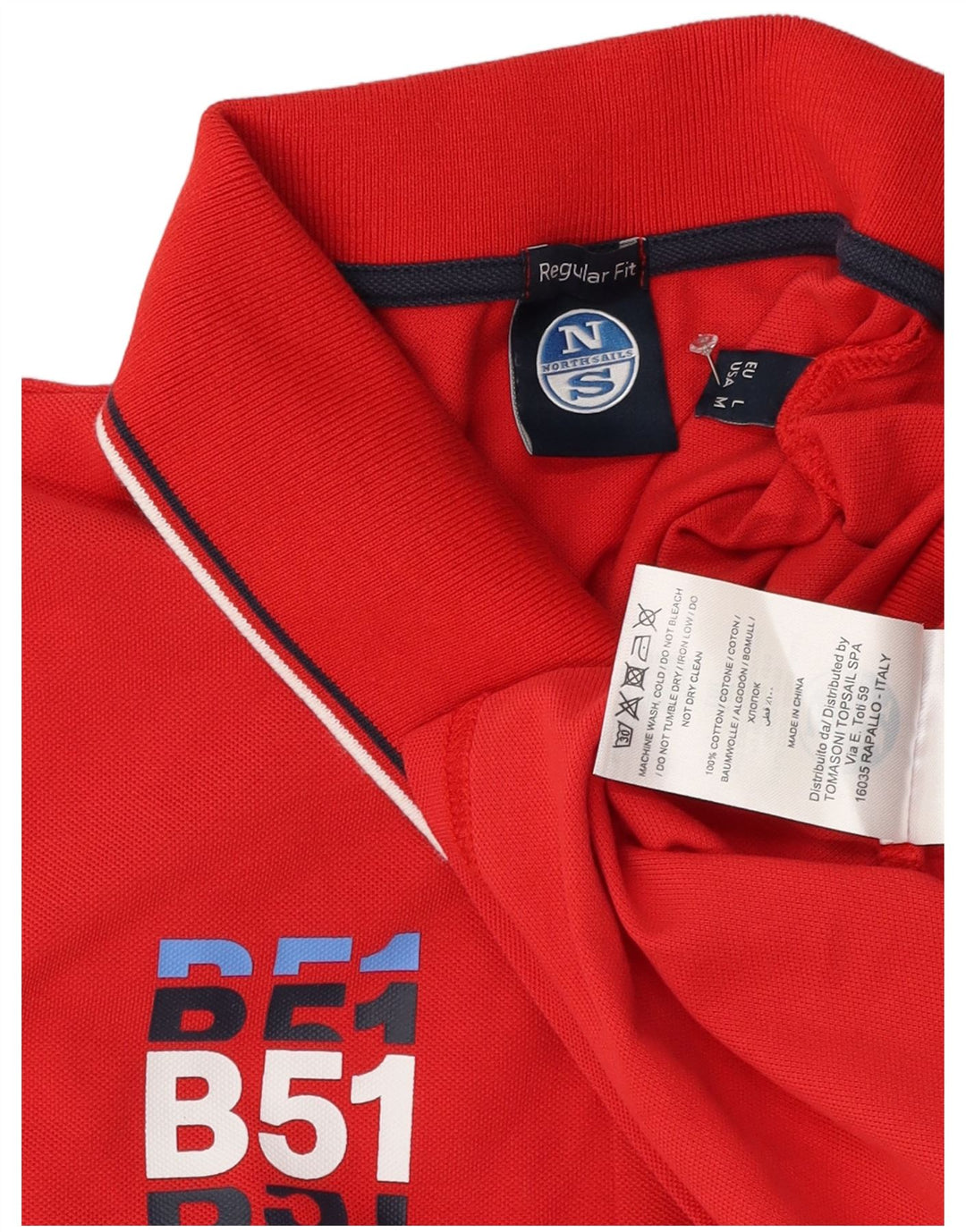 North Sails Barcolana 51 Graphic Regular Fit Polo pentru bărbați, roșu mediu