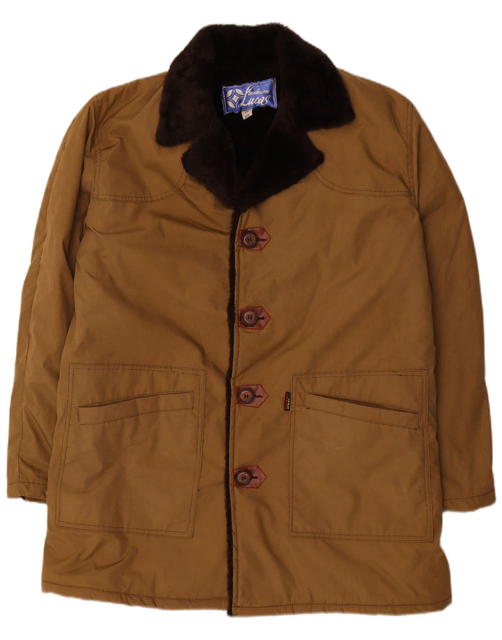 Pardesiu Sherpa pentru bărbați vintage IT 52 XL bumbac maro
