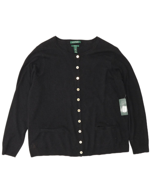 Pulover cardigan pentru femei Ralph Lauren UK 18 XL Mătase neagră