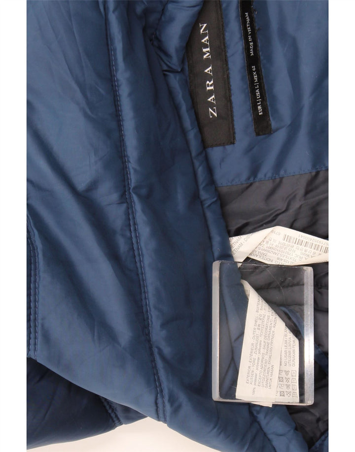 Gilet căptușit pentru bărbați Zara UK 42, mare, albastru, poliester