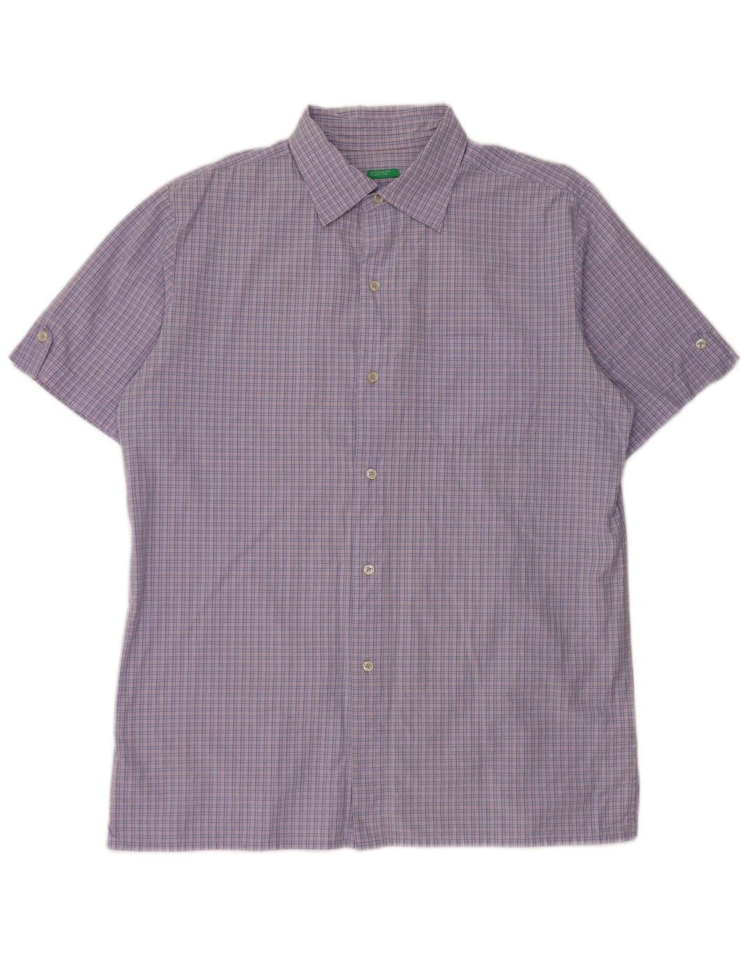 Cămașă cu mânecă scurtă pentru bărbați BENETTON 2XL din bumbac violet