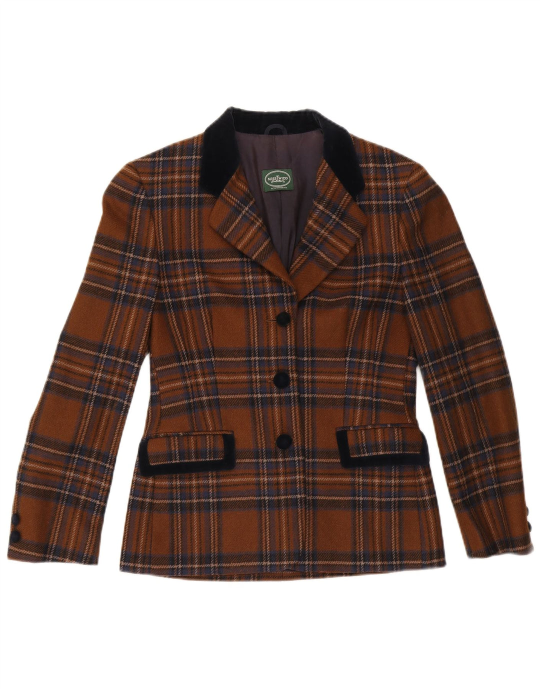 Jachetă pentru femei Misstwidd cu 3 nasturi IT 42 Lână carouri maro mediu