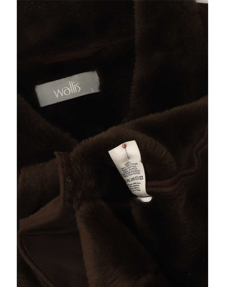 Palton Sherpa supradimensionat pentru femei Wallis UK 16 mare maro acrilic