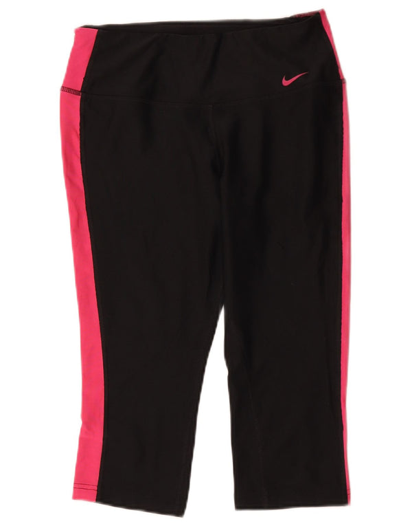 Leggings capri Nike Dri Fit pentru femei UK 8 Mic, negru, sport cu blocuri de culoare