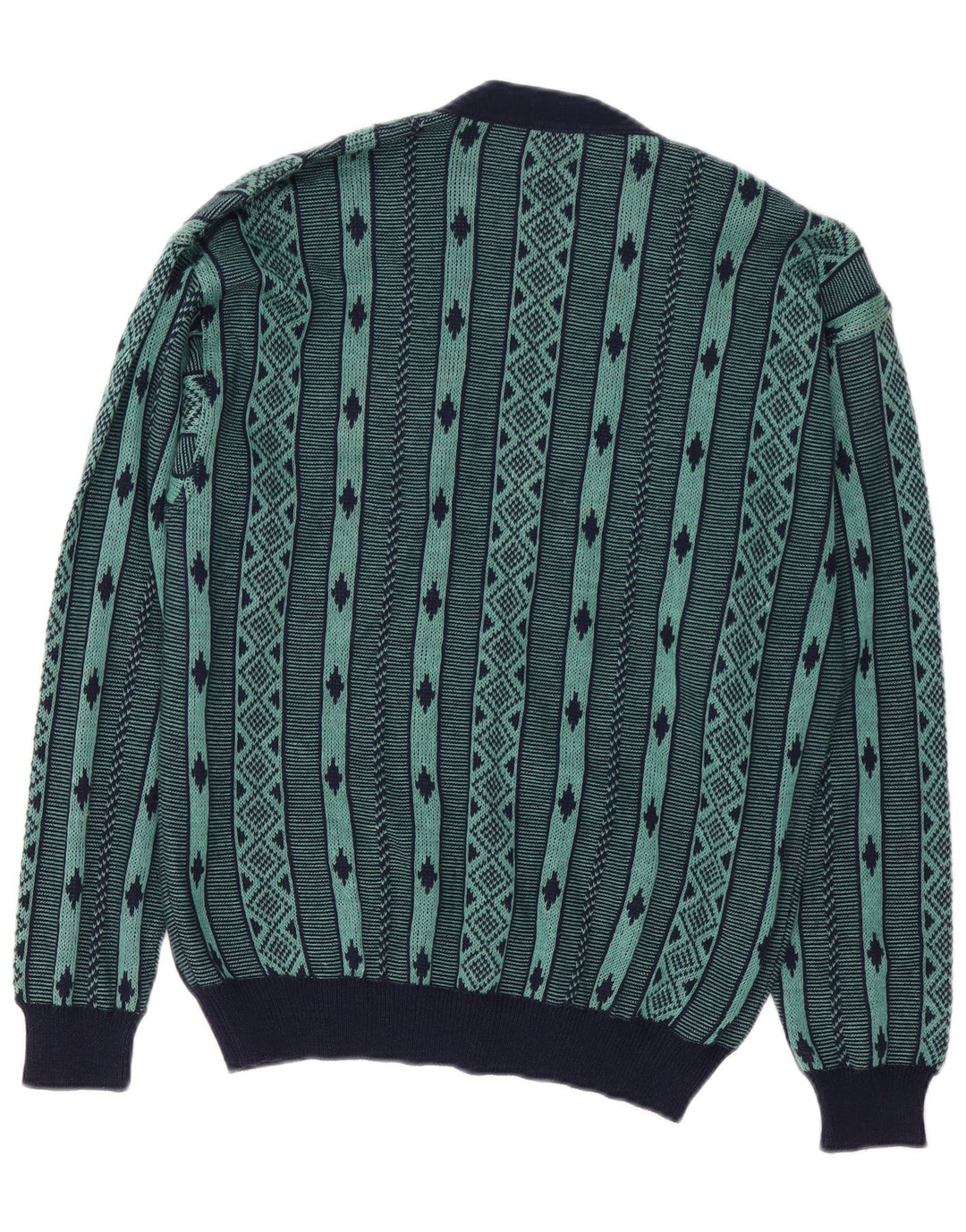 Pulover cardigan pentru bărbați DALMINE, bumbac geometric verde mediu