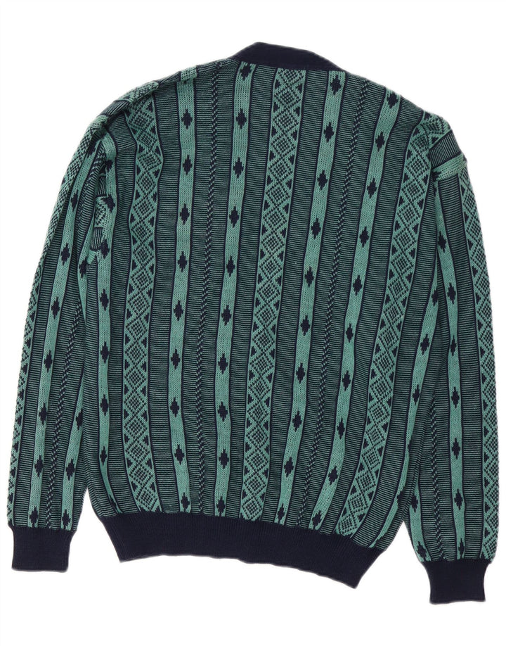 Pulover cardigan pentru bărbați DALMINE, bumbac geometric verde mediu
