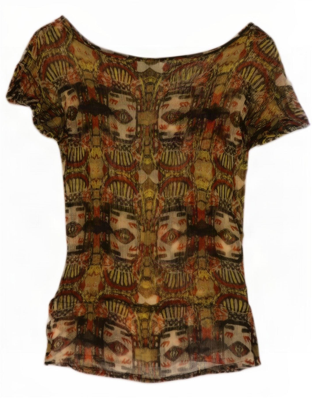 Bluză Desigual pentru femei cu model abstract, 8 UK 8 mic, viscoză, kaki