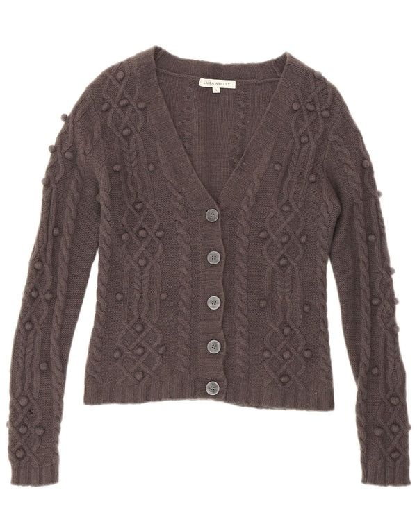 Laura Ashley Pulover Crop Cardigan pentru Femei UK 10 Mic Gri Lambswool