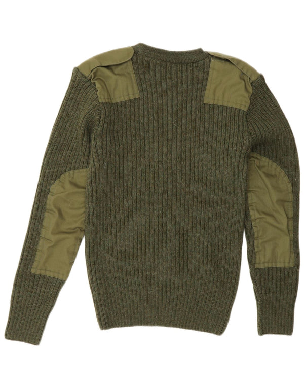 Pulover vintage pentru bărbați militar cu gât crew pulover UK 40 Medium Green Army