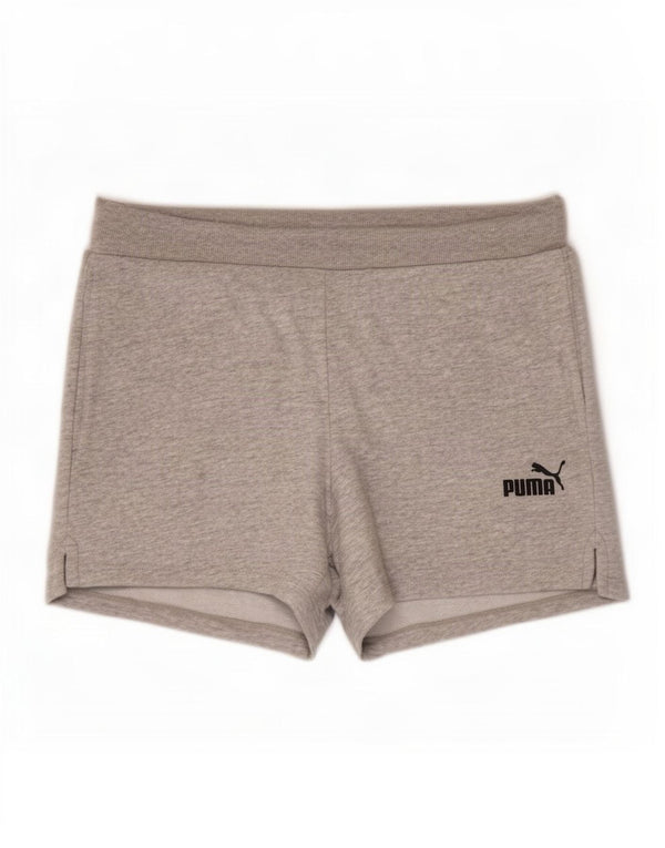 Pantaloni scurți sport regulați Puma pentru femei, din bumbac cu pete gri medii