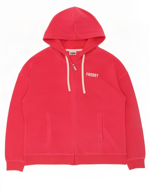 Pulover Freddy pentru femei, cu grafic din catifea, cu fermoar, bumbac, roz, UK 14