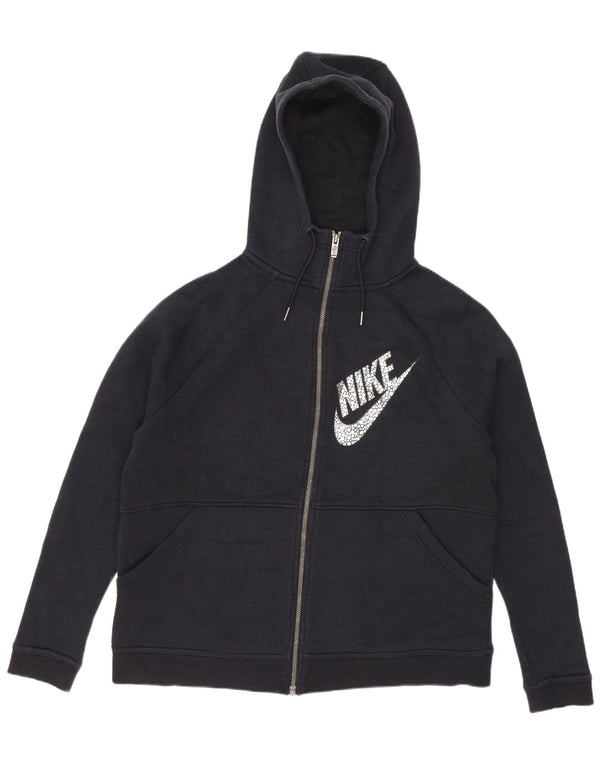 Pulover Nike Graphic Loose Fit, cu capotă, cu fermoar, UK 14, bumbac mediu negru
