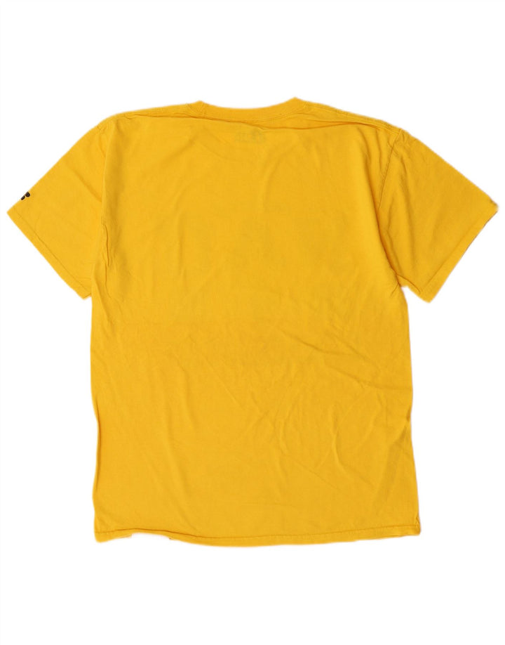 Tricou grafic Russell Athletic pentru bărbați Top din bumbac galben mediu