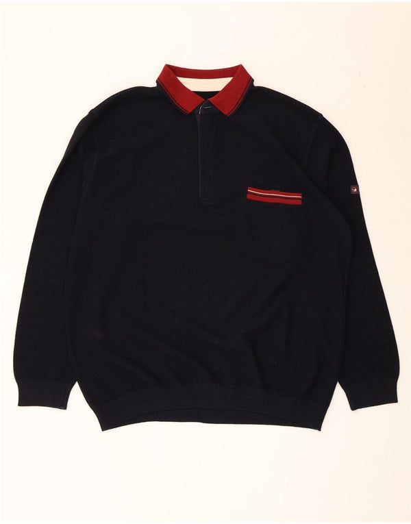 Pulover cu gât polo pentru bărbați Green Coast IT 56 XL Lână bleumarin
