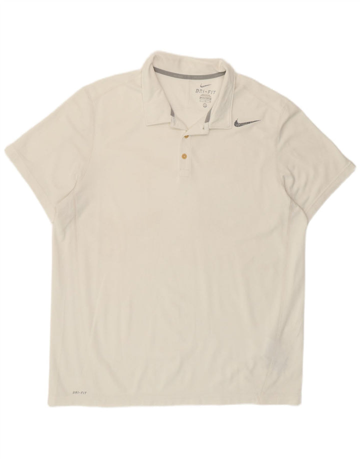 NIKE Mens Dri Fit Polo Shirt XL White Polyester