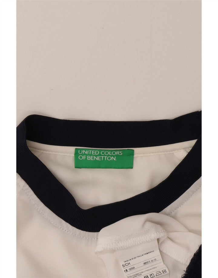 Benetton pentru femei See Through Graphic Top cu mânecă lungă UK 10 Small White