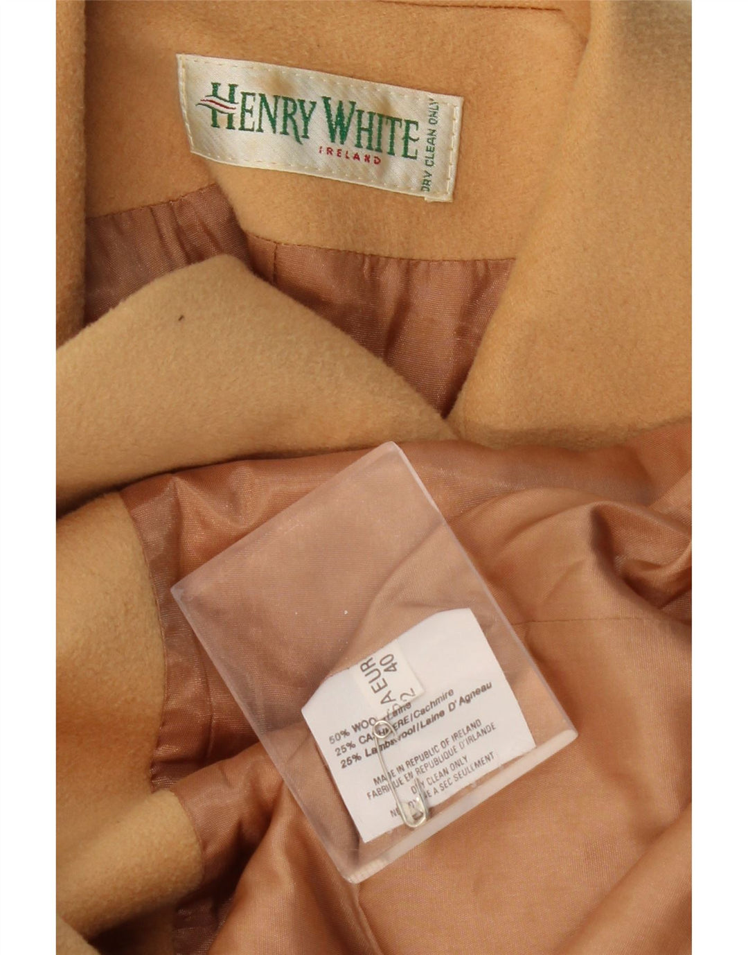 HENRY WHITE Jachetă Blazer pentru femei cu 3 nasturi UK 14 Lână mare bej