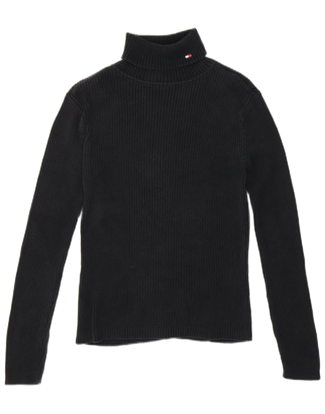 Pulover pentru femei TOMMY HILFIGER Pulover cu gât rulat UK 8 Bumbac negru mic