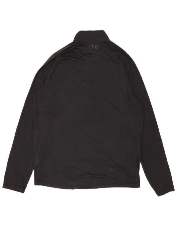 Tricou Under Armour pentru bărbați, cu fermoar și gât, cu mânecă lungă, XL, poliester negru