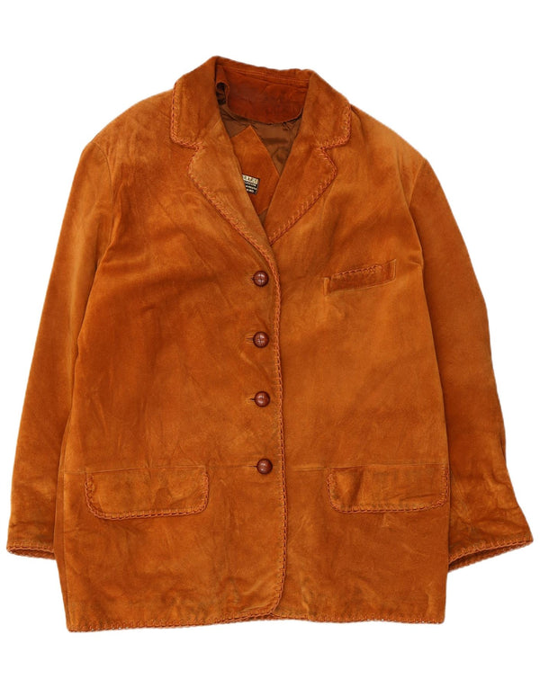 Pardesiu vintage pentru femeie din piele intoarsa EU 44 XL din piele bej