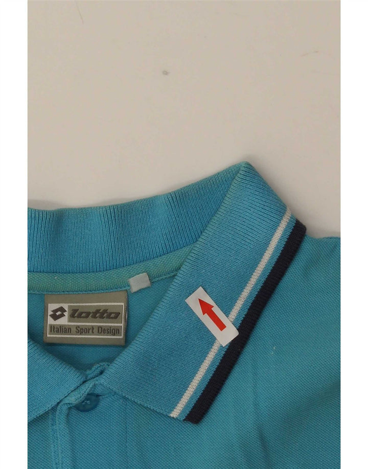 Tricou polo pentru bărbați Lotto, bumbac cu dungi albastre medii