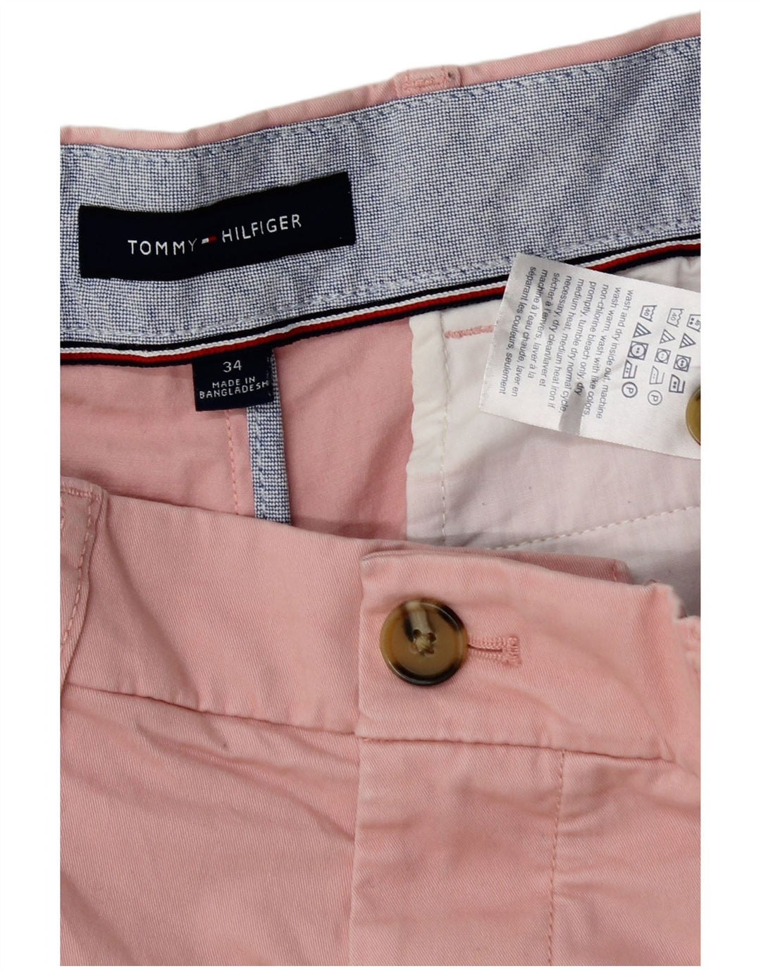 Pantaloni scurți chino Tommy Hilfiger pentru bărbați W34, bumbac roz mare