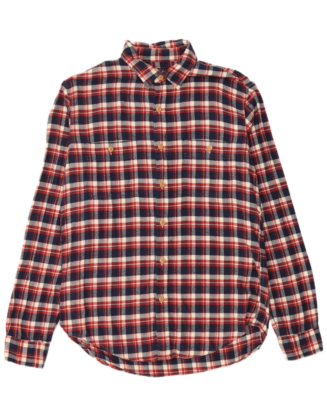 Cămașă de flanel pentru bărbați J. Crew, bumbac cu carouri, albastru bleumarin mediu