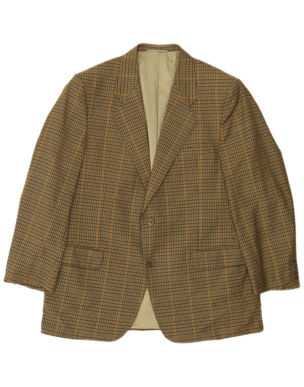 Vintage Mens 2 Button Blazer Jacket UK 38 Medium Khaki Check
